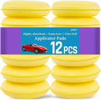 PSLER Foam Applicator Pads - Foam Car Wax Applicator Pad Detailing Round 4 inch Polishing Sponges for Car Wax Applicator Pad 12 Pack-Yellow