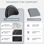 Skechers Lumbar Pillow Premium Memory Foam,Double-Layer-Office Chair Cushion for Tailbone Pain Relief,Butt Pillow for Office Chair,Car seat Cushion,Long Sitting Office Workers,and Car Drivers,Black