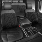 CAR PASS Nappa Leather Waterproof Car Seat Covers Two Front, 3D Foam Automotive Seat Covers with Memory Foam, Universal Fit for Cars SUV Truck Sedan, Airbag Compatible, Comfort 2 Rhomb Black Grey