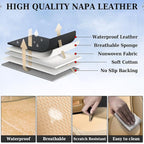 Coverado Car Seat Covers Full Set, Beige Seat Covers for Cars, Waterproof Nappa Leather Automotive Seat Covers with Lumbar Head Pillow, Car Seat Protectors, Universal Fit for Most Cars SUV