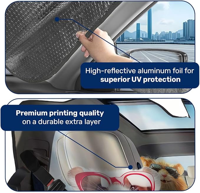 GENANY Cute Hamster Windshield Sun Shade for Car SUV Truck (64x32 Inches), Sun Shade Windshield, Shades for Front Windows, Protector Blocks UV, Xmas Auto Gifts, Spring Car Decor