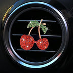 Red Cherry Car Air Vent Freshener Perfume Clip, Rhinestone Air Outlet Fragrance Perfume Clip Freshener, Car Decorations, Interior Accessories (Odor Random)(Ocean, lavender, cologne, peach)