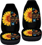 BIGCARJOB Sunflower Print Car Seat Cover Set for Front Seat Only,Sunshine Sunflower Auto Front Seat Protector Full Set Butterfly Car Interior Accessories,Universal Fit