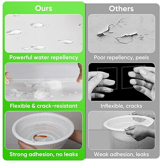 Transparent Waterproof Sealant 17oz - Invisible Protective Coating for Roof, Bathroom Tile & Walls, Indoor/Outdoor Waterproof Solution