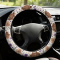 Highland Cow Print Steering Wheel Cover Car Accessories for Men Women with 2 Air Freshener, 15 Inch Anti-Slip Steering Wheel Covers Universal Fit