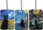 Black Cat Air Freshener Hanging 3Pcs Cute Cats Decortion Car Accessories for Women, Black Cats Lovers Moms Gifts for Women Cat Cars Mirror Decor Interior Aesthetic(Lavender)