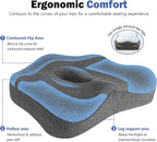 Seat Cushion & Lumbar Support Pillow Set for Office Chair, Ergonomic Pillow for Sciatica Pain Relief, Memory Foam Back Support Pillow & Chair Cushion for Car seat, Desk Chair (Grey)