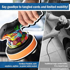 BATOCA 2026 S3 Cordless Car Buffer Polisher, 2pcs 2.0Ah 12V Lithium-ion Battery Powered Polisher with 6 Variable Speed, DA Orbital Buffer for Car Detailing, Polishing, Waxing, Camouflage Pattern Style