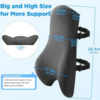 Teemour High Back Support Pillow for Office Chair, Fully Support Back Cushion - Memory Foam Lumbar Support Pillow for Offfice Chair, Desk, Gaming Chair, Promotes Posture Pain Relief Adjustable Straps
