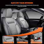 KEYOOG Universal 2-Seater Waterproof Breathable Nappa Leather Car Seat Covers Full Set, Compatible with Toyota Corolla Camry, Lexus LS400, Nissan Murano Rogue, Fit Front Seats Most Sedans SUV- Gray