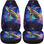 BIGCARJOB Galaxy Night Car Seat Covers Set for Front Only Sea Turtle Print Car Interior Accessories Cute Seat Protector for Cars Saddle Blanket,Fit Most Vehicle,Cars,Sedan