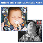 Baby Head Support Pillow for Newborn Toddler, Baby Neck Pillow Upgraded Comfortable Sleep Cushion for Car Plane Stroller Pushchair - Flower B