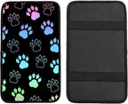 Auto Center Console Cover, Car Armrest Box Pad,Black Dog Paw Print Soft Waterproof Auto Armrest Seat Box Cover Protector for Most Vehicle SUV Truck Car