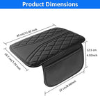 Car Center Console Cover with Storage Bags, Leather Armrest Pad Protector for SUV, Sedan, Truck Interior Accessories (Black)