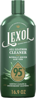 Lexol All Leather Cleaner, Naturally Derived Leather Care Cleaner with Aloe Vera, Great for Car Interiors, Boots, Furniture, Bags, Jackets and More, 16.9 fl oz