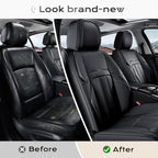 Coverado Car Seat Cover, Cover for Cars Full Seat, Premium Leather, Universal Fit Waterproof Seat Protectors, Car Seat Cushion Non-Slip for Most Cars-Black