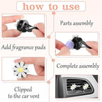 8 Pieces Daisy Car Accessories,Daisy Flower Air Vent Clips,Cute Car Air Fresheners,Dashboard Outlet Clip,Car Diffuser Vent Clip Car Decor Charms Car Interior Decoration for Women+Mask Hook(Pink & White)