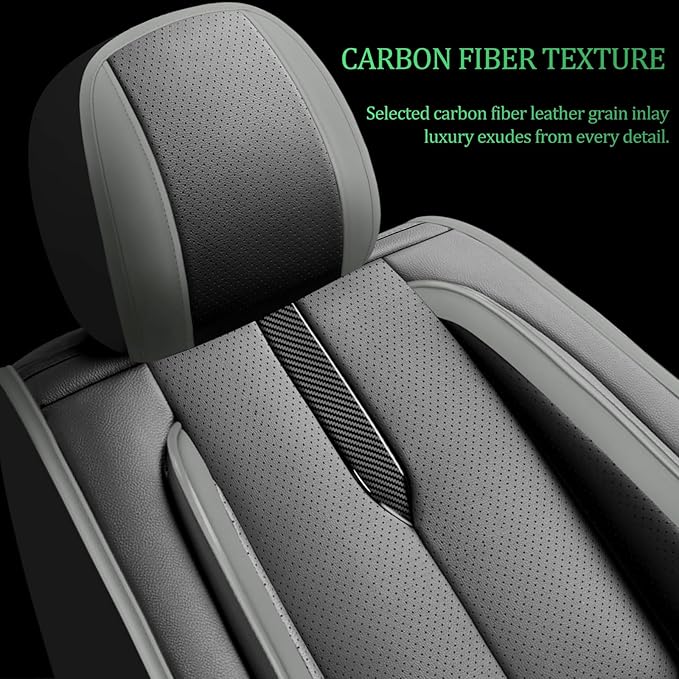 Fit Ridgeline Car Seat Covers for Honda Ridgeline 2007-2025 2026-Upgraded Premium Waterproof & Breathable Leather,Airbag Compatible,All-Weather Seat Cushion Protector,2 Front/Black-Grey