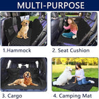 Dog Car Seat Cover for Back Seat with Visual Mesh Window - 100% Waterproof & Scratchproof 600D Oxford Dog Hammock for Car, Truck, SUV - Non-Slip Pet Seat Cover with Side Flaps, Universal Fit