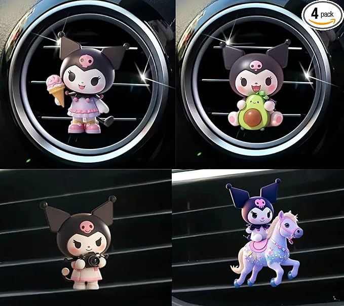 4 Pcs Cute Cartoon Car Air Vent Clip Decorations – Kawaii Car Air Fresheners, Interior Accessories for Women and Men – Cute Car Dashboard Decor, Personalized Gift