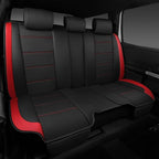 CAR PASS 5 Seats Leather Car Seat Covers, Sideless Car Seat Protectors with Storage Pocket, Water Resistance Seat Cover, Universal Fit Most Cars, SUVs, Trucks and Vans (Full Set,Black and Red)
