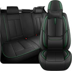 Fit for 98% of Mercedes Benz Car Seat Covers with Headrests, Premium Nappa Leather Seat Cover, Fully Wrapped Protect Modern Style Seat Cover (5-Seat Luxury, Black & Green)