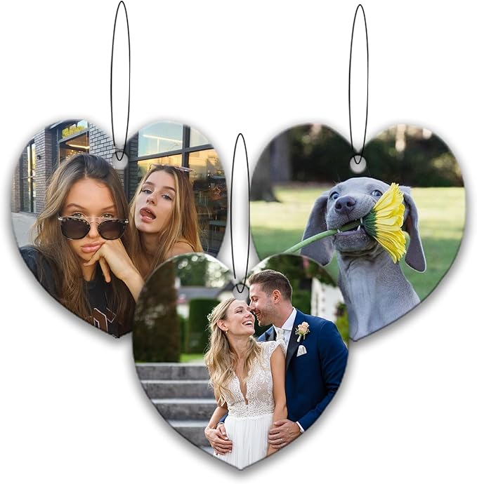 Custom Air Fresheners with Picture,Personalized Photo Air Freshener for Car,Customized Double Sided Dangle it Air Fresheners for Bedroom Bathroom Wardrobe Hanging Ornaments (Heart)