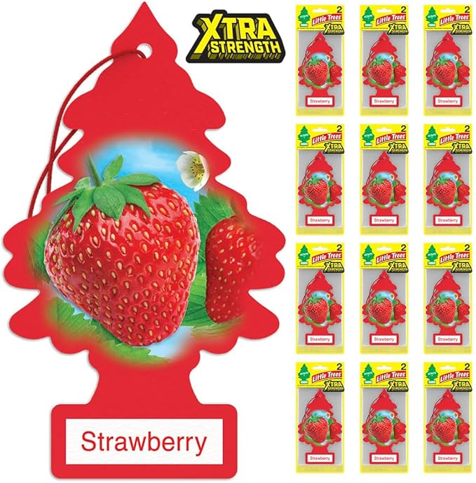 LITTLE TREES Car Air Freshener | Xtra Strength Provides Long-Lasting Scent for Auto or Home | Extra Boost of Fragrance | Strawberry, 24 Air Fresheners
