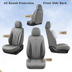 Coverado Car Seat Covers Full Set, Luxury Nappa Leather Seat Covers, Waterproof Seat Cover for Cars, Front and Rear Seat Cover Car Seat Protector, Automotive Seat Cover Universal Fit Most Cars(Gray)