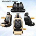 CX-70 Car Seat Covers Fit for Mazda CX-70 2025-2026, Full Coverage Premium Leather Waterproof Breathable Seat Covers, Automotive Seat Protectors, Airbag Compatible(Full Set Seats, Black Beige)
