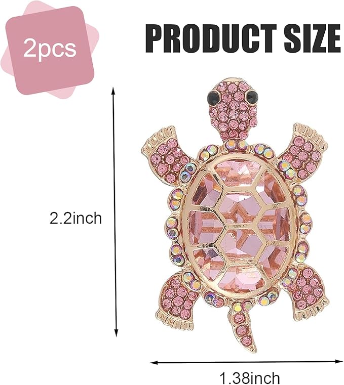 2 PCS Sea Turtles Car Air Fresheners Vent Clips, Cute Sea Turtles Decor Ocean Themed, Glamorous Turtle Car Accessories for Women, Refillable Interior Decoration Outlet Diffuser (Pink)