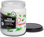 Peppermint Odor Eliminating Highly Fragranced Candle - Eliminates 95% of Pet, Smoke, Food, and Other Smells Quickly - Up to 80 Hour Burn time - 12 Ounce Premium Soy Blend