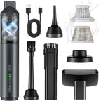 Car Vacuum Portable with 16000Pa Powerful Suction, Handheld Vacuum Cordless Rechargeable Blow & Suction 4 in 1, Small Vacuum Cleaner for Car, Home, Office, Outdoor (Grey)