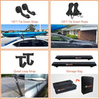 Universal Car Soft Roof Rack Pads Luggage Carrier System for Kayak Surfboard SUP Canoe Include 2 Heavy Duty Tie Down Straps, 2 Tie Down Rope, 2 Quick Loop Strap (Use with Cross Bar)