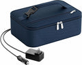 Portable Food Warmer - Heated Lunch Box for Adluts - Electric Thermal Lunch Bag with Buckle Handle, Heating Food Warmer Bags for 12V/24V Car & Truck, 110V/220V Home/Office, Navy Blue