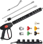 M MINGLE High Pressure Washer Gun, Extension Wands and 30 Degree Curved Rod for Hard-to-Reach Areas, M22 15mm or M22 14mm Fitting, 5 Nozzle Tips, 4000 PSI
