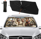 Socira Funny Horse Car Windshield Sun Shade Umbrella Foldable Sunshade for Front Window Auto Windshield Sunshade Covers Horse Car Accessories Protect from Sun Rays Heat Gifts 57'' X 30''