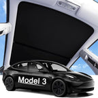 2026 Upgraded Tesla Model 3 Sunshade Roof, UPF200+ Roof Sunshade with Storage Bag, No-Sag & No-Gaps Heat Insulation Foldable Glass Roof Sun Shade, Tesla Model 3 Accessories MY20-23 Black