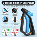 Upgraded Car Wash Foam Gun, Foam Cannon, Adjustable Hose Wash Sprayer with 2.5 to 6 Bars Foam Blaster, NEW Handle, Wash Mitten &Towel, Suitable for Car Cleaning & Garden Use with 1/2” Quick Connector