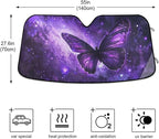 Car Windshield Sun Shade Butterfly Purple Galaxy Foldable UV Ray Sun Visor Protector Sunshade to Keep Your Vehicle Cool 55" x 27.6"