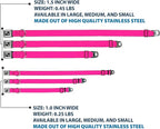 Dog Collar Seatbelt Buckle Hot Pink 9 to 15 Inches 1.0 Inch Wide, Large, DC-W30838-S