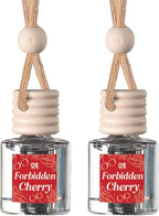 C&E Craft Co Hanging Car Air Freshener Diffuser 2 Pack, Long Lasting Fragrance Oil Car Freshener, Glass Bottle Auto Air Freshener, Made in USA (Forbidden Cherry)