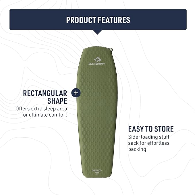 Sea to Summit Camp Plus Self-Inflating Foam Sleeping Mat for Camping - Tapered - Large (78 x 25.2 x 2.6 inches)
