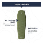Sea to Summit Camp Plus Self-Inflating Foam Sleeping Mat for Camping - Rectangular - Regular (72 x 25.2 x 2.6 inches)