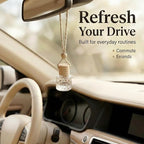 Hanging Car Air Freshener Diffuser, White Jasmine Essential Oil Car Freshener, Rearview Mirror Car Diffuser, Cute Glass Car Accessory for Women, Long Lasting Car Interior Freshener