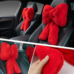 Macarrie 2 Pcs Car Neck Pillow Plush Butterfly Bow Car Headrest Pillow Comfortable Seat Neck Support Cute Head Rest Accessories for Driving Travel Driver Chair Girl Style Interior Decor (Red)