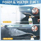 Foam Cannon for Pressure Washer Gun Kit with Dual Connector Accessory, Car Wash Foam Gun with 5 Pressure Washer Nozzle Tips 3/8'' Swivel Quick Connector and M22-14mm and M22-15 mm Fitting