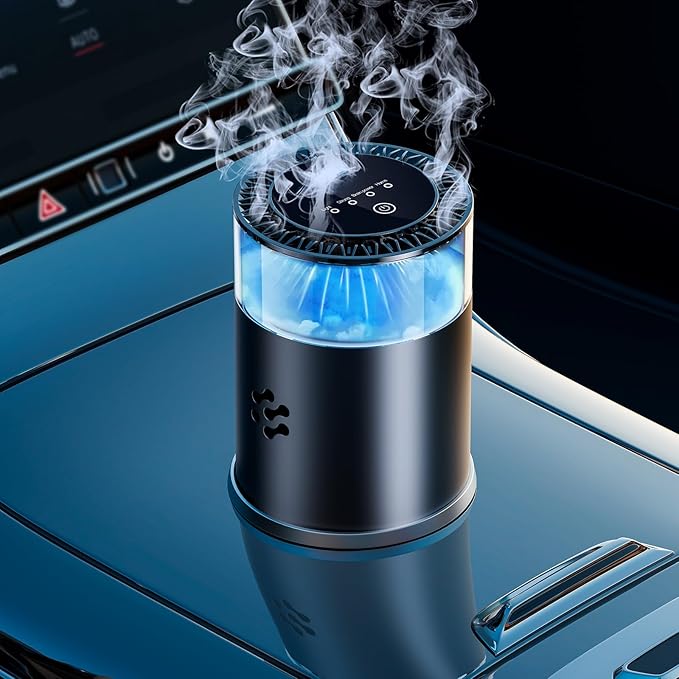Smart Car Air Freshener, Automatic Car Air Freshener Diffuser with Ambient Light, Car Diffuser with 2 Essential Oil Box, Aromatizante Para Carro, Car Fresheners Long Lasting (2 Essential Oil Box)