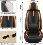 Fit for 98% of Mercedes Benz Car Seat Covers, Premium Nappa Leather Seat Cover, Fully Wrapped Protect Modern Style Seat Cover (2-Seat Standard, Black & Orange)