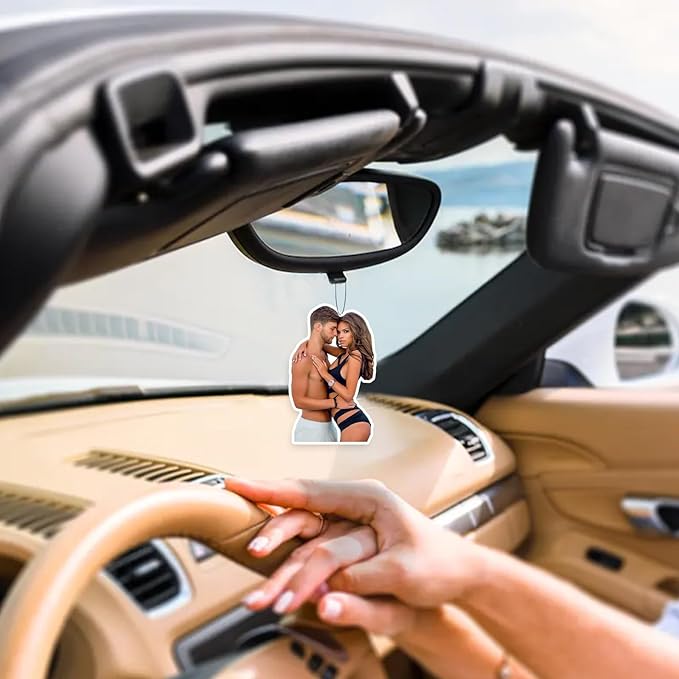 HJX Custom Air Fresheners with Picture, Double-Sided Air Freshener for Car Customized Photo Text, Personalized Meaningful Gifts for Boyfriend (White Style)